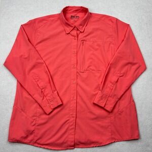 Bimini Bay Fishing Shirt Coral Pink Long Sleeve Marlin Logo Button Down Mens XXL